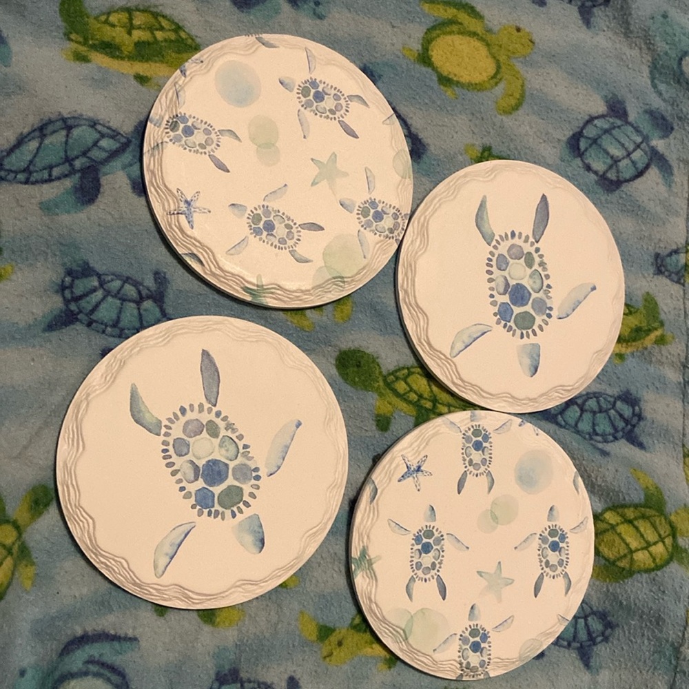 Set of 4 sea turtle ceramic coasters